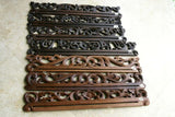 UNIQUE INTRICATELY HAND CARVED ORNATE WOOD HANGER 30” (ROD, RACK) USED TO DISPLAY RARE OR PRECIOUS TEXTILES ON THE WALL, SUPERB BAS RELIEF LACY MOTIFS OF FOLIAGE VINES & FLOWER COLLECTOR DESIGNER DECORATOR WALL DÉCOR ITEM 1048