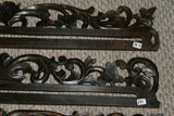 UNIQUE INTRICATELY HAND CARVED ORNATE WOOD HANGER 27” LONG (ROD, RACK) USED TO DISPLAY RARE OR PRECIOUS TEXTILES ON THE WALL, SUPERB BAS RELIEF LACY FOLIAGE & VINES MOTIF ITEM 260 COLLECTOR DECORATOR DESIGNER WALL ART DÉCOR DESIGN