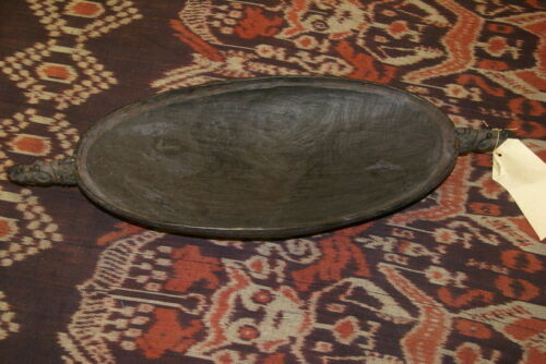 South Pacific Art, Old rare large Ceremonia hand carved Ramu wooden Platter once used during initiations to serve Sago & grub collected on the Ramu River, Collectible oceanic art, Papua New Guinea, 60A5, 30