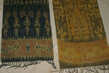 Hand woven Intricate motifs Sumba Hinggi Warp Ikat Tapestry (45" x 14.5".) Handspun Cotton Dyed with Vegetable Dyes (IRS4) earthtones with fringes wall Décor designer textile collector