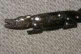 SOLD RARE HANDCARVED EBONY MOTHER PEARL CROCODILE TROBRIANDS OCEANIC ART 1A5