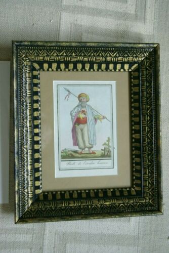 RARE 1796 H.C HAND COLORED ANTIQUE PRINT: costume fashion plate of  'Sheik de l'Arabie Heureuse FROM ENCYCLOPEDIE DES VOYAGES BY GRASSET DE SAINT-SAUVER  225 YEARS OLD MATTED AND CUSTOM FRAMED PROFESSIONALLY IN SIGNED HAND PAINTED FRAME
