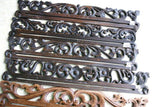 UNIQUE INTRICATELY HAND CARVED ORNATE WOOD HANGER 28” LONG (ROD, RACK) USED TO DISPLAY RARE OR PRECIOUS TEXTILES ON THE WALL, SUPERB BAS RELIEF LACY FOLIAGE & VINES MOTIF ITEM 1042 COLLECTOR DECORATOR DESIGNER WALL ART DÉCOR DESIGN