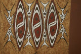 Rare Tapa Kapa Bark Cloth (Called Kapa in Hawaii), from Lake Sentani, Irian Jaya, Papua New Guinea. Hand painted by a Tribal Artist with natural pigments,: Abstract Geometric Stylized Fish and Shield Motifs 27" x 19.5" No 43