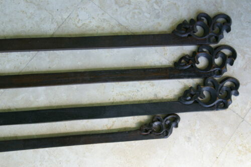 4 Hand carved Wood Elegant Unique Display Hanger Rack Rods Bars with Ornate Finials at each end 32