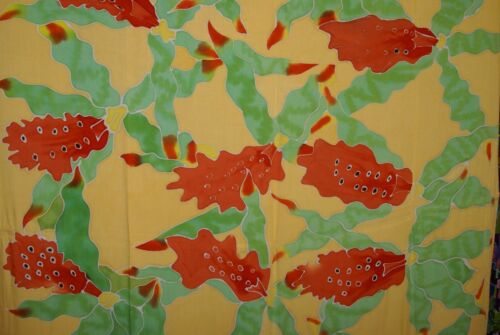 HIGH QUALITY HAND PAINTED FABRIC SARONG SIGNED BY THE ARTIST: ODONTOGLOSSUM ORCHIDS 70