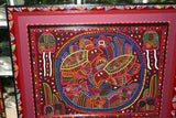 Kuna Indian Folk Art Mola Blouse Panel from San Blas Islands, Panama. Hand stitched Applique: Mirror Image Wild Ducks 15.5" x 12.75" (56B)