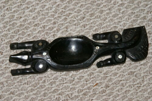 Rare South Pacific Art Ebony Mother of Pearl Crocodile Lime Crusher Utensil 1A58