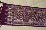 Old Ceremonial Balinese Brocade Damask Wedding Songket Belt.  Burgundy Red Textile cloth Embroidered with Metallic Gold Threads 60" x 9" (SG23) Collected in Klunkung Regency, Bali & belonging to Nobility royalty
