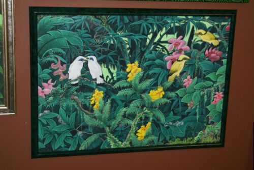 Ｂali 絵画 GIGANTIC 42”x 30” ORIGINAL DETAILED COLORFUL BALINESE