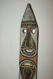 RARE MINDJA MINJA HAND CARVED YAM HARVEST UNIQUE CLAN SPIRIT MASK POLYCHROME  WITH NATURAL PIGMENTS PAPUA NEW GUINEA PRIMITIVE ART HIGHLY COLLECTIBLE DOUBLE FACE AND PHALLIC NOSE WASKUK 11A5: 31.5 X 5"X 2"