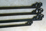 4 Hand carved Wood Elegant Unique Display Hanger Rack Rods Bars with Ornate Finials at each end 24" Long Created to Display Precious Textiles: Antique Tapestry Runner Obi Needlepoint Fabric Panel Quilt Rare Cloth etc… Designer Collector Wall Décor