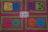 Kuna Indian Folk Art Mola Blouse Panel from San Blas Islands, Panama. Hand Stitched Reverse Applique:  Geometric Abstract Bows Motif 16.5" x 12"(44B)