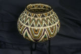 Colorful Highly Collectible & Unique (DARIEN RAINFOREST ART, PANAMA) MUSEUM QUALITY with INTRICATE MINUTE WEAVE  American Wounaan Indian Hösig Di Minute Diamond Motif Art Basket 300A43 designer collector decor