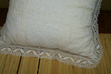 done ANTIQUE 80 YRS HANDMADE LACE & EMBROIDERY MADE INTO 2 NEW QUILTED SILK PILLOWS