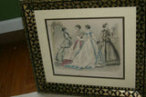19 C. H.C ANTIQUE 1867 FOLIO DOUBLE PLATE FROM LES MODES PARISIENNES FROM PETERSON’S MAGAZINE, HUGE FASHION CHROMOLITHOGRAPH PROFESSIONALLY FRAMED IN ORNATE HAND-PAINTED FRAME WITH 2 MATS UNIQUE ART COLLECTIBLE