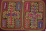 Kuna Indian Folk Art Mola Blouse Panel from San Blas, Panama. Hand stitched Reverse Applique: Abstract Fern Branch Motifs 17.75" x 12.25" (52C)