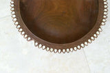 13”x 13”x 3.75” UNIQUE  STUNNING KWILA WOOD BOWL WITH INCISED DELICATELY LACY BORDERS & TEAR SHAPE MOTHER OF PEARL INLAYS BY RENOWNED TRIBAL SCULPTOR FROM REMOTE TROBRIAND ISLANDS MELANESIA MASSIM SOUTH PACIFIC COLLECTOR DESIGNER ART 2A206