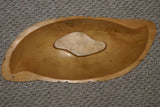 20"x8,5"x2.5” STUNNING 1 OF A KIND HAND CARVED KWILA WOOD MUSEUM MASTERPIECE SAGO PLATTER DISH BOWL WITH TEAR SHAPED MOTHER OF PEARL INSERTS & DELICATE LACY BORDERS BY RENOWNED TRIBAL SCULPTOR TROBRIAND ISLANDS MELANESIA SOUTH PACIFIC COLLECTOR 2A103