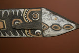 RARE MINDJA MINJA HAND CARVED YAM HARVEST UNIQUE CLAN SPIRIT MASK POLYCHROME  WITH NATURAL PIGMENTS PAPUA NEW GUINEA PRIMITIVE ART HIGHLY COLLECTIBLE DOUBLE FACE AND PHALLIC NOSE WASKUK 11A1: 50 X 13,5"X 4"
