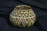 Colorful Highly Collectible & Unique (DARIEN RAINFOREST ART, PANAMA) MUSEUM QUALITY with INTRICATE MINUTE WEAVE  American Wounaan Indian Hösig Di Minute Diamond Motif Art Basket 300A43 designer collector decor