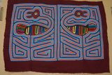 Kuna Indian Abstract Traditional Mola blouse panel from San Blas Islands, Panama. Hand stitched Applique: Heron Ibis Egret Art  16" x 12" (80B)