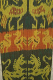 Hand woven Sumba Hinggi Warp Ikat Textile  Tapestry (104" x 15.5") Made from Hand spun Cotton, Dyed with Vegetable Dyes  Adorned with Geometric Patterns and Animal Motifs (IRS22) wall Décor rug table runner designer textile collector earthtones fringes