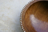 STUNNING 1 OF A KIND UNIQUE KWILA WOOD BOWL MUSEUM MASTERPIECE WITH MOTHER OF PEARL TEAR DROP INSERTS & DELICATE LACY INCISED BORDER BY RENOWNED TRIBAL SCULPTOR 12”X 12”X 3.5 TROBRIAND ISLANDS MELANESIA SOUTH PACIFIC DESIGNER COLLECTOR 2A178