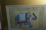 ORIGINAL GONGBI MUGHAL ART BEAUTIFUL FRAMED LARGE PERSIAN INK MINIATURE PAINTING ON SILK FROM NEPAL EXTREMELY DETAILED RENDITION OF COURT ELEPHANT IN ORNATE GARB DFN12 DECORATOR DESIGNER COLLECTOR WALL ART HOME DECOR 23”X19”