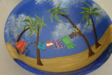 Unique cute Cabin, cabana or Home  Décor: Artist Signed Hand painted Wooden Wood Bowl Art Tropical Beach Paradise Ocean Sea Palmtree Art