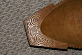 16.5x 7x 3 HAND CARVED ROSEWOOD ETHNIC COLLECTIBLE  SAGO PLATTER DISH BOWL WITH DELICATE LACY INCISED BORDERS CREATED WITH RUDIMENTARY TOOLS  BY RENOWNED TRIBAL SCULPTOR TROBRIAND ISLANDS MELANESIA SOUTH PACIFIC OCEANIC COLLECTOR DESIGNER ART DÉCOR 2A101