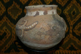 Rare 1980's Vintage Collectible Primitive Hand Crafted Vermasse Terracotta Pottery, Vessel from East Timor Island, Indonesia: 3D Raised Relief Gecko Motifs  & Decorative Geometrics colored with natural earthtone pigments 8.5" x 6.5" (23" Diameter) P33