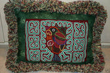 Kuna Indian Folk Art Mola blouse panel from San Blas Island, Panama. Hand-stitched  Applique: Motif of Duck Floating in Pond with Water Lilies  14" x 10.25" (74B)