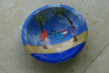 Unique Cabin or Home  Décor: Large Glass Ball Ornament  with Beach Palm Trees Ocean Island Motif delicately Hand painted  & Signed by  Florida artist
