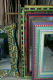 UNIQUE MIRROR WITH COLORFUL PASTELS INTRICATE HAND PAINTED FRAME SIGNED BY FLORIDA ARTIST ITEM DA37 SIZE (LARGE): 23.25" X 19.25"