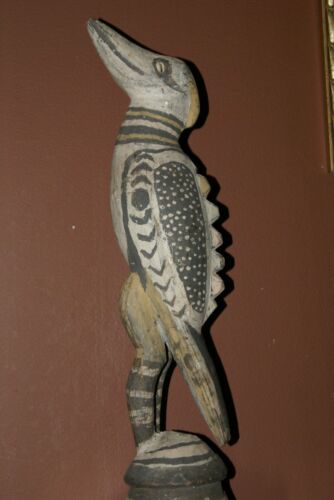 Old Rare Polychrome Tribal Cult Yamuk Bird Kingfisher Spirit Figure Sepik 31A18
