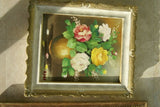 2 Framed 1 Hand-painted canvas Oil signed Roses + 1 Limited Edition Redoute Print