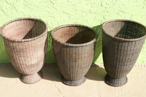 done 4 Rare Old Asian Collector Open Weave Storage Rattan Baskets Borneo Very Large .