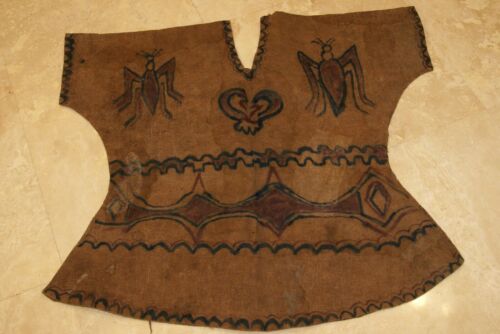 RARE OLD TORAJA TREE BARK TUNIC, PENAI OR BAJU, (SULAWESI) FROM CELEBES, INDONESIA. HAND PAINTED WITH NATURAL PIGMENTS 32