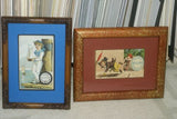 EPHEMERA AMERICANA WHIMSICAL ART: 1800's FRAMED ANTIQUE VICTORIAN ADVERTISING TRADE CARD: Waite & Co Crayon Portraits, Parents looking on Daughter Sleeping with her Dog (DFPO2K) ARTIST HAND PAINTED FRAME DESIGNER COLLECTOR COLLECTIBLE WALL DÉCOR UNIQUE