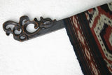 SOLD 10 Hand carved Wood Elegant Unique Display Hanger Rack Rods Bars with Ornate Finials at each end 51" Long Created to Display Precious Textiles: Antique Tapestry Runner Obi Needlepoint Fabric Panel Quilt Rare Cloth etc… Designer Collector Wall Décor