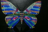 Detailed Unique Signed by  Artist Hand painted Pointillism Art Wood Wooden Butterfly Detailed Wall Art Décor Design DWO1