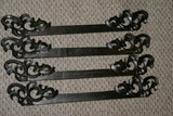 6 Hand carved Wood Elegant Unique Display Hanger Rack Rods Bars with Ornate Finials at each end 19" Long Created to Display Precious Textiles: Antique Tapestry Runner Obi Needlepoint Fabric Panel Quilt Rare Cloth etc… Designer Collector Wall Décor