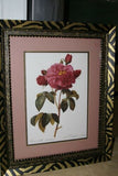 SIGNED UNIQUE DETAILED ARTIST HANDPAINTED FRAME MATTED REDOUTE PRINT PINK ROSES