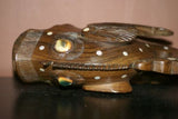 Rare South Pacific tribal Art Trobriand Mother Of Pearl Hand Carved Wd Fish 1A12