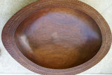 2 HUGE STUNNING HAND CARVED ROSEWOOD SAGO PLATTER DISH BOWLS, 1 OVAL SHAPE & OTHER A MARINE TURTLE  WITH DELICATELY INCISED BORDERS ON FINS AND TAIL CREATED BY RENOWNED TRIBAL SCULPTOR TROBRIAND ISLANDS MELANESIA SOUTH PACIFIC COLLECTOR 2A16 & 2A212