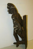 Old Asmat Warrior Hand Carving Statue Ironwood Primitive Sculpture PNG Art 100A2