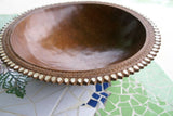 STUNNING HAND CARVED ROSEWOOD WOOD MUSEUM MASTERPIECE SAGO PLATTER DISH BOWL WITH TEAR SHAPED MOTHER OF PEARL INSERTS & DELICATE LACY BORDERS RENOWNED TRIBAL SCULPTOR TROBRIAND ISLANDS MELANESIA SOUTH PACIFIC COLLECTOR DESIGN 2A42bis 17"x17"x5”