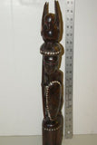 SOLD Museum quality Cannibal Warrior Head Hunter Rosewood statuette effigy mother pearl oceanic art