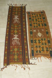 2 Handwoven Sumba Hinggi Songket Ikat Textiles. Made with Handspun Cotton, Dyed with Natural Pigments. Adorned With Animal Motifs Created with Nassa Shells SR28 (56" x 14") & SR29 (43" x 13") is FREE